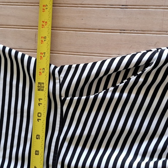 Ricki’s Black White Striped Stretchy Fit & Flare Skater Dress with Pockets Comfy - Picture 9 of 12